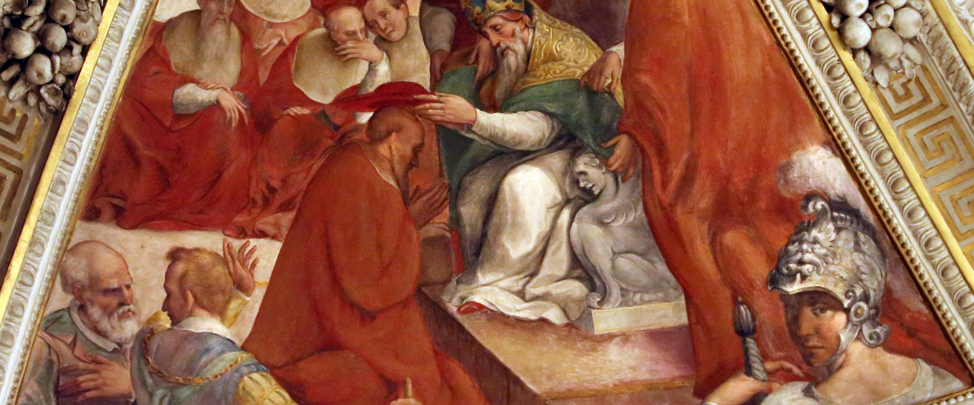 Livio Modigliani, soffitto della cappella di san mercuriale, storie di san girolamo, 1598 ca. 11 nomina a cardinale 1 foto di Sailko